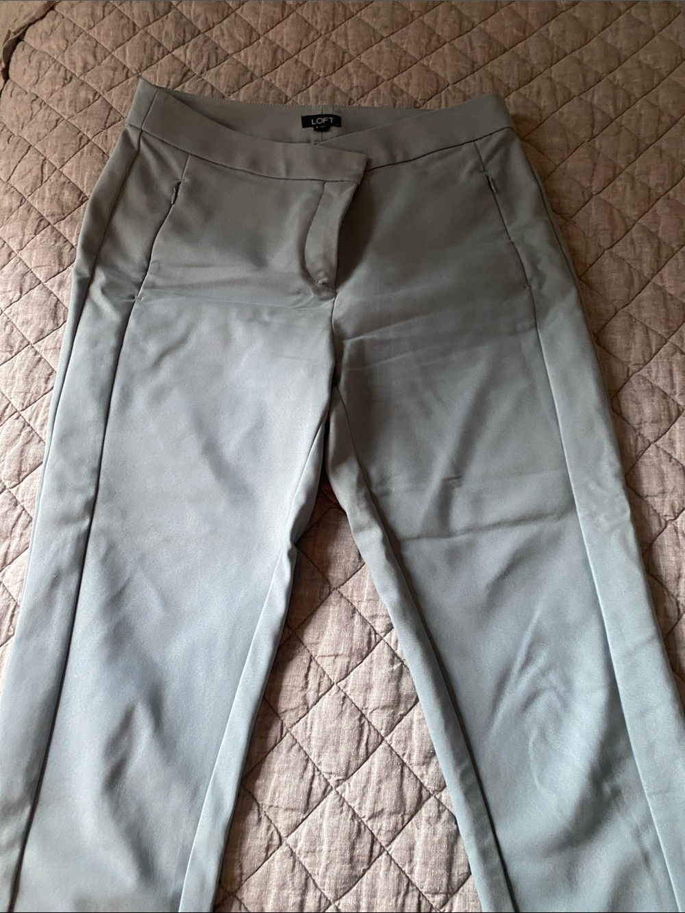 LOFT Pale Gray Tailored Ankle Trousers